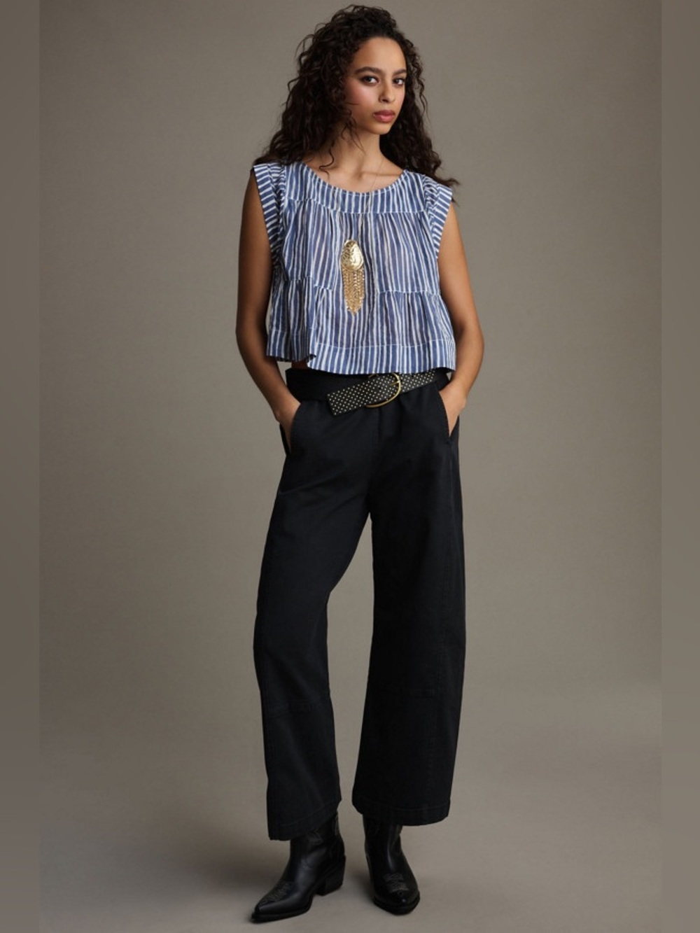 Anthropologie Pilcro Izzie Relaxed Pull-On Barrel Pants In Black Size S